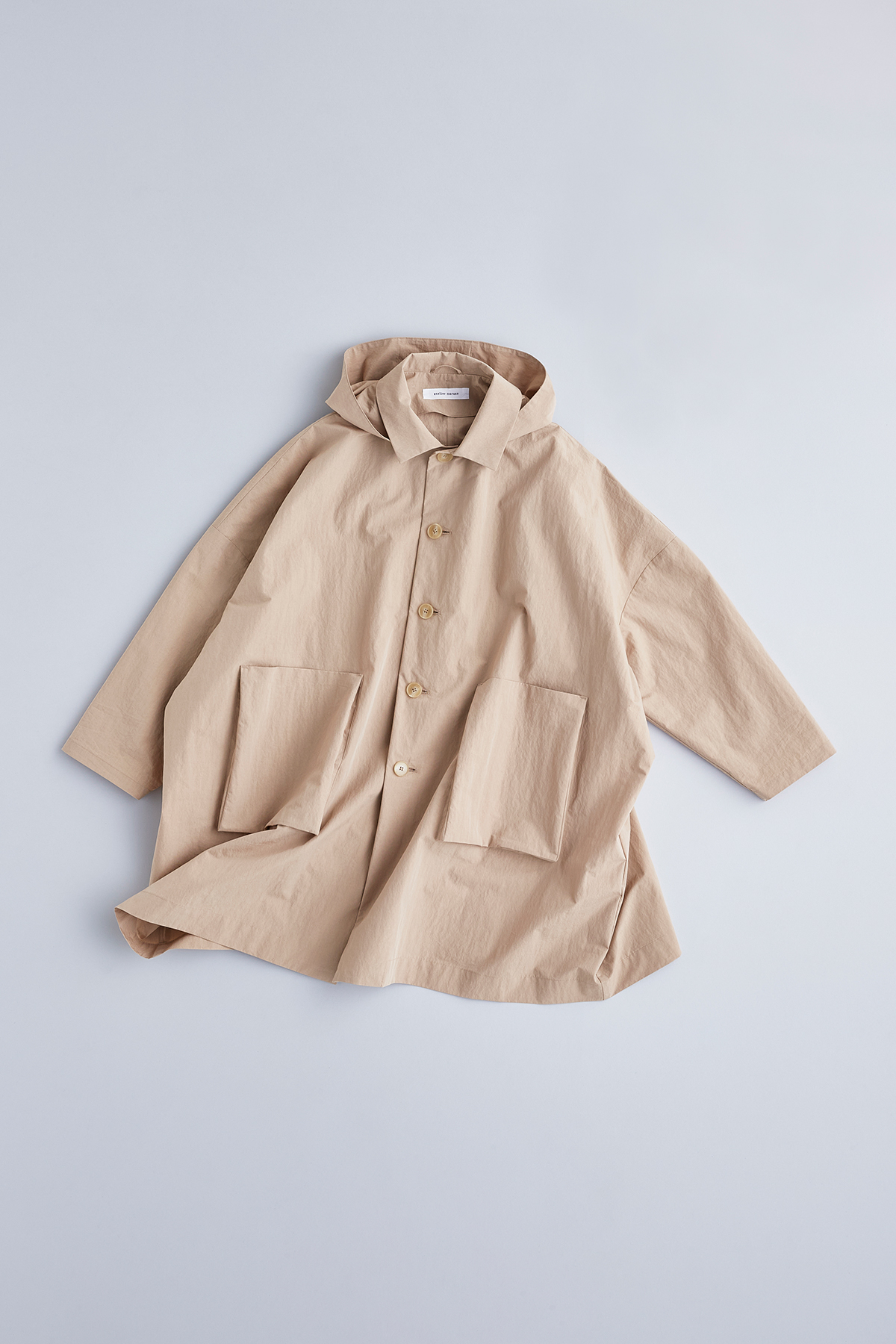 cotton nylon taffeta hooded coat