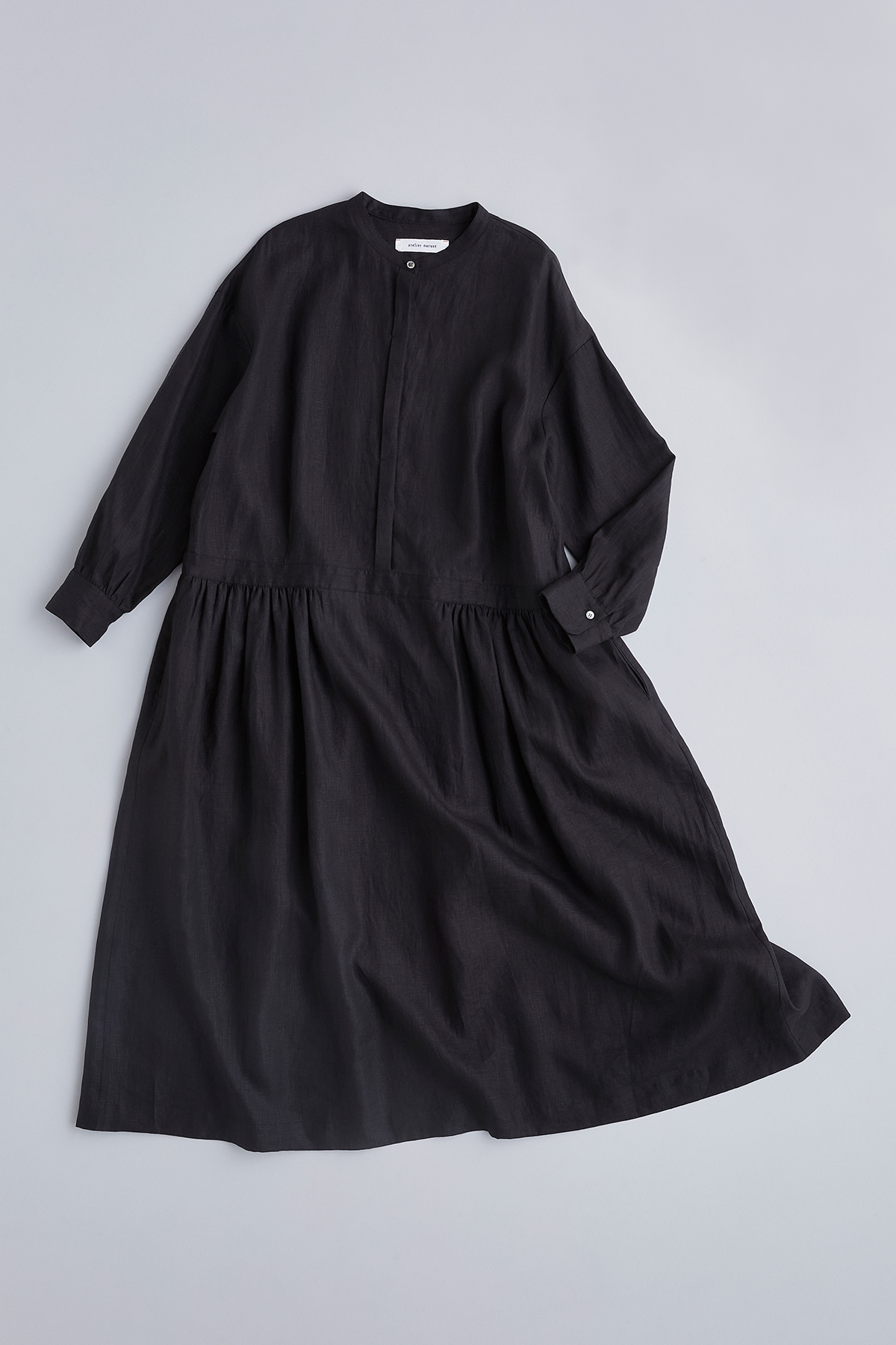 linen shirt one-piece / black